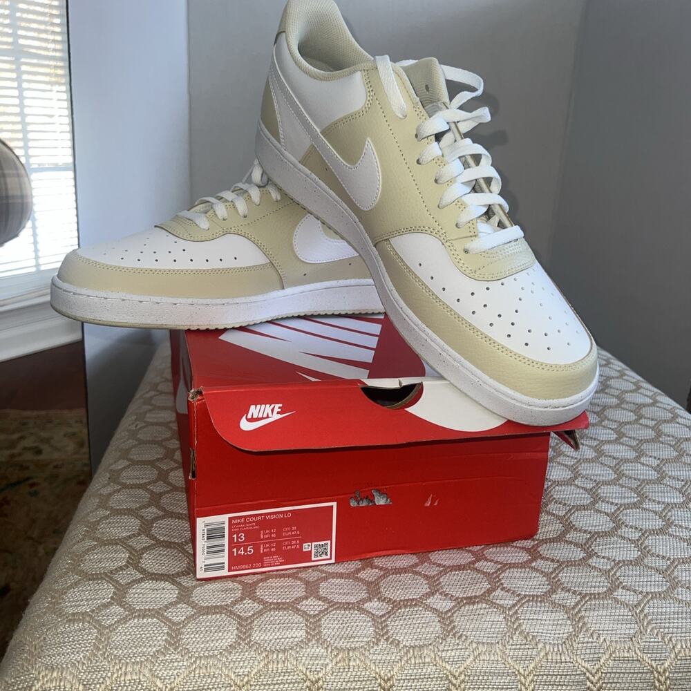 Nike Court Vision Lo Light Khaki Beige White HM9862-200 sz 13 Men's Low Top